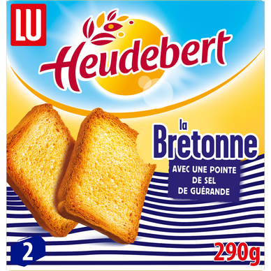 Biscottes La Bretonne Saveur beurre et sel HEUDEBERT - Paquet de 32 tranches - 290g
