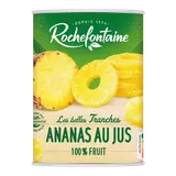 Tranches entières d'ananas au jus ROCHEFONTAINE, boîte 3/4, 340g