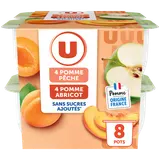 Dessert fruitier Purée de pommes et pêches et de pommes et abricots sans sucres ajoutés8 pots de 100g