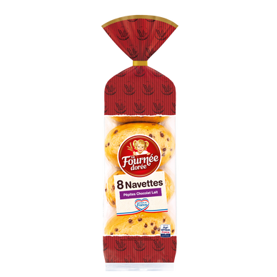 Navettes aux pépites de chocolat au lait LA FOURNEE DOREE, 8 pièces, 360g