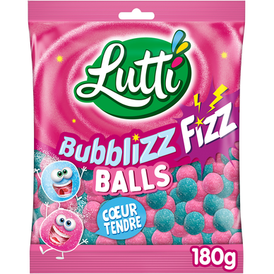Bonbons pétillants bubblizz balls LUTTI, sachet de 180g