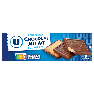 Biscuits petit beurre fourrés au lait nappés chocolat au lait - Paquetde 150g