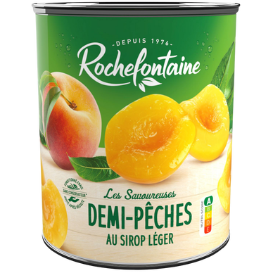 Demi pêches au jus ROCHEFONTAINE, boite 4/4, 480g