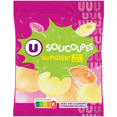 Bonbons Confiserie soucoupes acidulées en poudre sachet de 39g