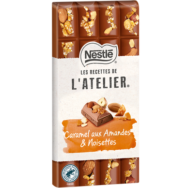 Chocolat lait caramel amandes noisettes NESTLE L'ATELIER - Tablette 170g