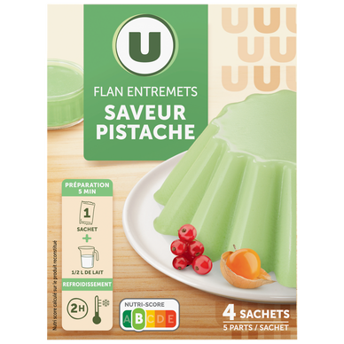 Préparation Entremets pour flan pistache, 4 doses, 180g