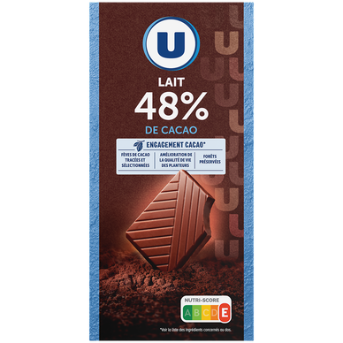 Chocolat dégustation au lait 48%  Tablette de 100g