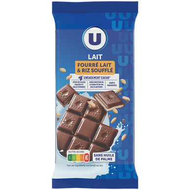 Chocolat au lait fourré riz soufflé - tablettes 2x100g