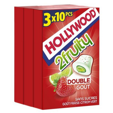 Chewing-gums Max parfum fraise citron vert sans sucres HOLLYWOOD, 3x10dragées, 66g