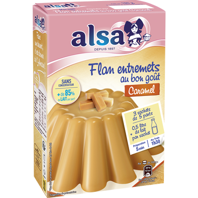 Préparation pour flan au bon goût de caramel ALSA, 180g