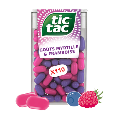 Bonbon TIC TAC framboise et myrtille, étui T110 54g