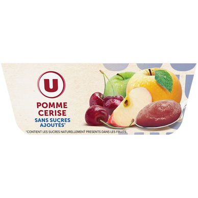 Purée pomme cerise sans sucre ajoutés - coupelles 4x100g