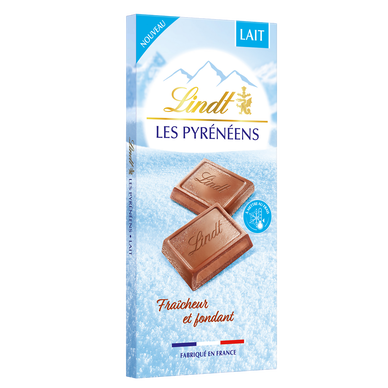 Chocolat au lait Les Pyrénéens lait LINDT, Tablette de 150g