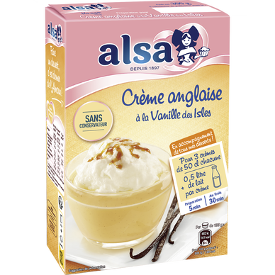 Préparation pour crème Anglaise à la vanille des Isles ALSA, 3 sachets300g