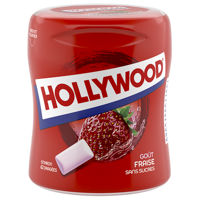 Chewing-gums Fresh fraise sans sucres HOLLYWOOD boîte 60 Dragées 87g