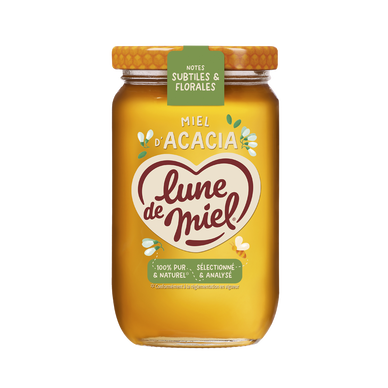 Miel d'acacia liquide LUNE DE MIEL, pot verre 375g