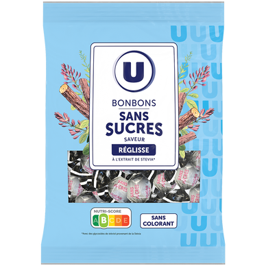 Bonbons à la réglisse sans sucre stevia  sachet de 120g