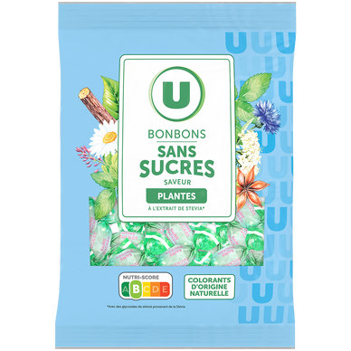 Bonbons aux plantes et à l'extrait de stevia sans sucre  sachet de 120g