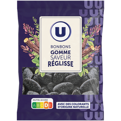 Bonbons gommes saveur réglisse, sachet 300g