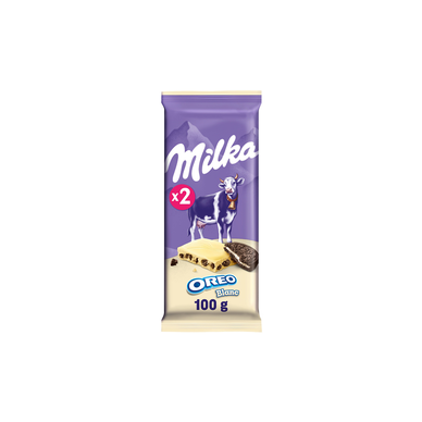 Chocolat blanc aux morceaux de biscuits Oréo MILKA - 2 tablettes de 100g