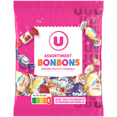 Assortiment bonbons saveurs fruits et caramels, sachet 340g