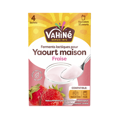 Ferments lactiques pour yaourt fraise VAHINE x4 16g