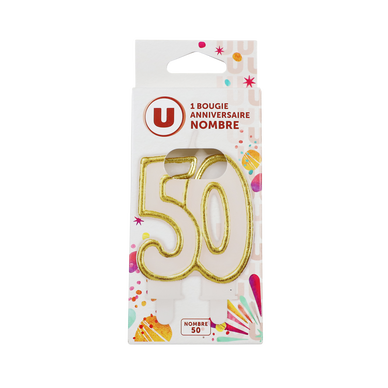 Bougie anniversaire dorée chiffre 50