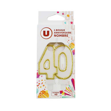 Bougie anniversaire dorée chiffre 40