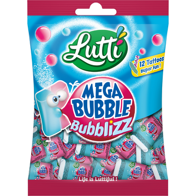 Gommes à mâcher aromatisées mega bubble bubbliz LUTTI, sachet de 175g