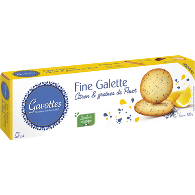 Fine galette au citron et au pavot GAVOTTES 120g