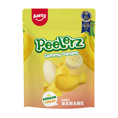 Bonbons gélifiés au goût de banane peelerz AMOS, sachet 120g