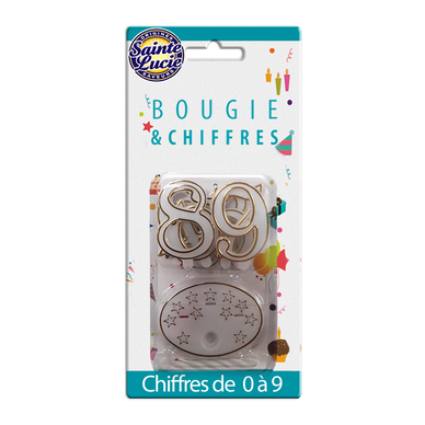 1 bougie + 10 chiffres + socle SAINTE LUCIE