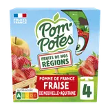 POM'POTES fruits de nos régions pommme fraise, gourdes 4x90g, 360g