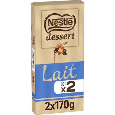 Chocolat au lait pâtissier NESTLE DESSERT, tablette 2x170g, 340g