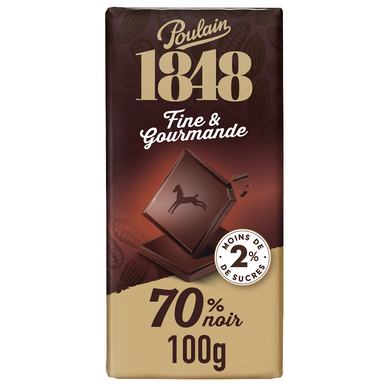 Chocolat fine & gourmande 70% noir POULAIN 1848,  tablette 100g