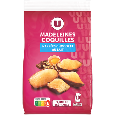 Madeleines coquilles nappées de chocolat au lait U 250g