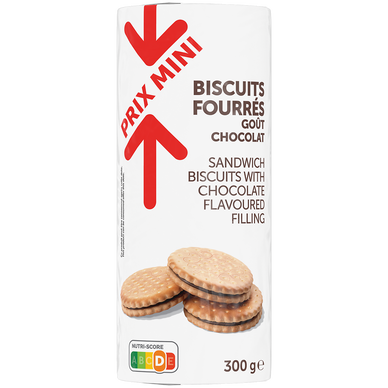 Biscuits fourrés chocolat PRIX MINI 300g