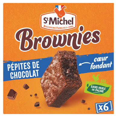 Brownies pépites chocolat SAINT MICHEL, paquet 180g