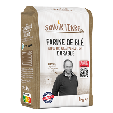 Farine de blé t55 SAVOIR TERRE, sachet de 1kg
