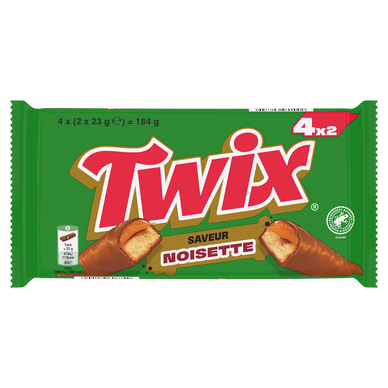 TWIX saveur noisette,  barres x4 184g