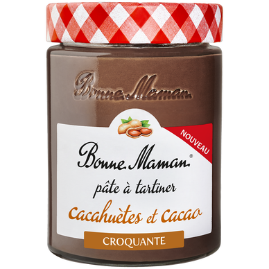 Pâte à tartiner crunchy cacahuète cacao BONNE MAMAN, 330g