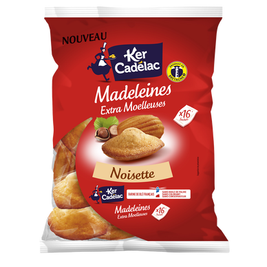 Madeleines extra moelleuses noisette KER CADELAC x16 sachet 352 G