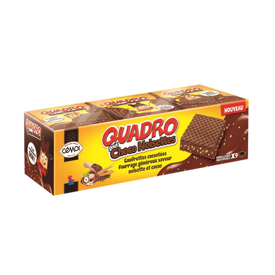 Quadro gaufrettes tout chocolat CEMOI, étui x9, 187g