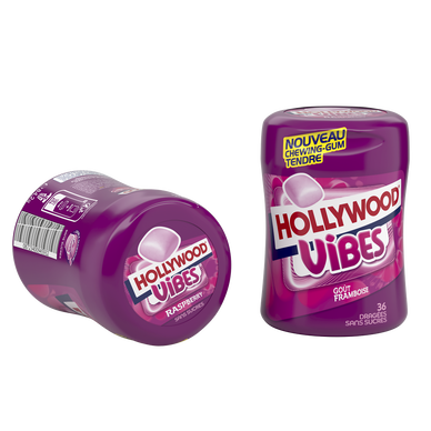 HOLLYWOOD vibes goût framboise sans sucres,  x36 dragées,  boîte 84,2g