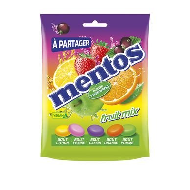 Bonbons tendres dragéifiés goût fruit MENTOS sachet 140g