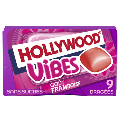 HOLLYWOOD vibes goût framboise sans sucres,  x9 dragées,  21g