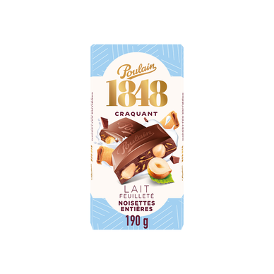 POULAIN 1848 craquant lait feuilleté noisettes entières 190g