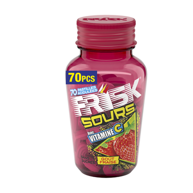 Pastilles acidulées sours strawberry sans sucres FRISK 49g