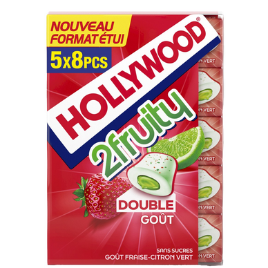 HOLLYWOOD 2Fruity  fraise citron vert s/sucres 5x8 dragées 88g