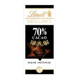 Chocolat noir 70% cacao Excellence LINDT, Tablette de 100g